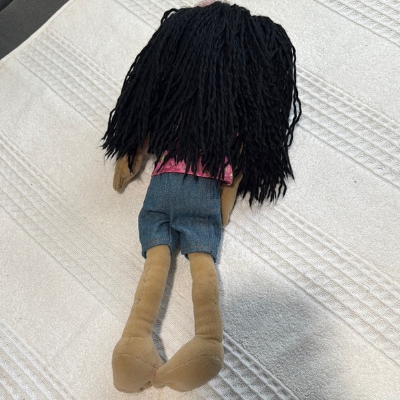 Pink and Tan Plush Doll with Asian-Inspired Features - Picture 4 of 9